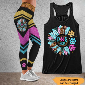 Personalized Combo Sunflower Dog Mom Dog Names Women's Flowy Racerback Tank ANd Legging Printed HN23988