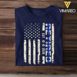 Personalized Retired Thin Blue Line T-shirt Printed QTHN996