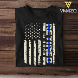 Personalized Retired Thin Blue Line T-shirt Printed QTHN996