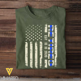 Personalized Retired Thin Blue Line T-shirt Printed QTHN996
