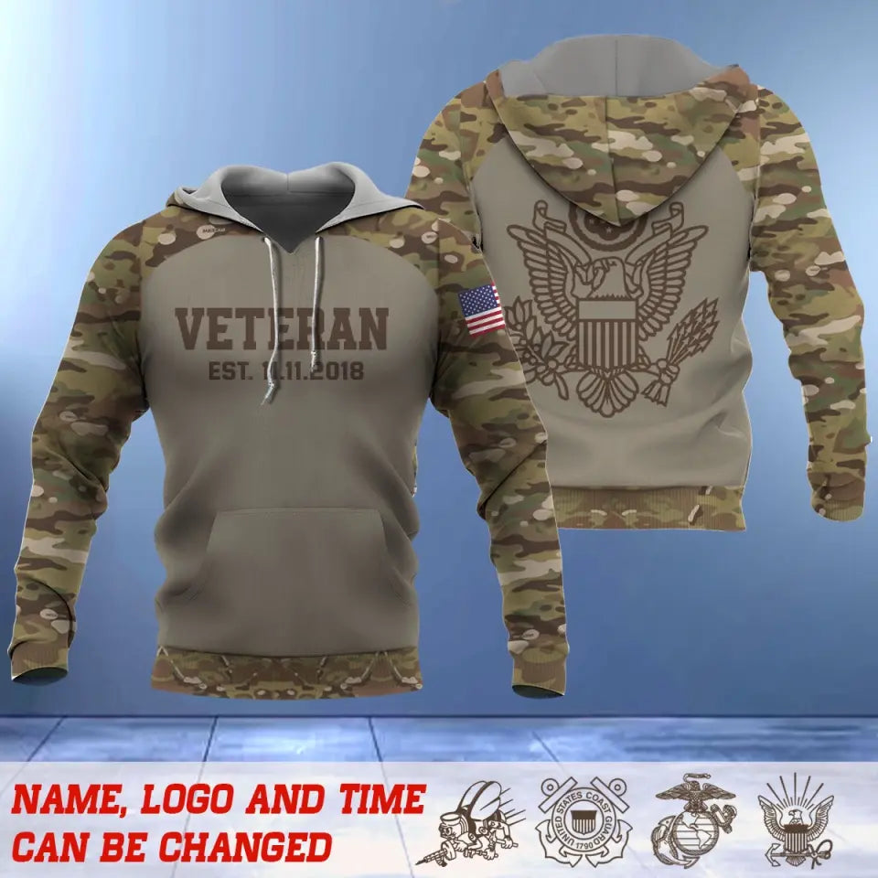 Personalized Military Branch Veteran Custom Time Hoodie 3D Printed QTVQ23984