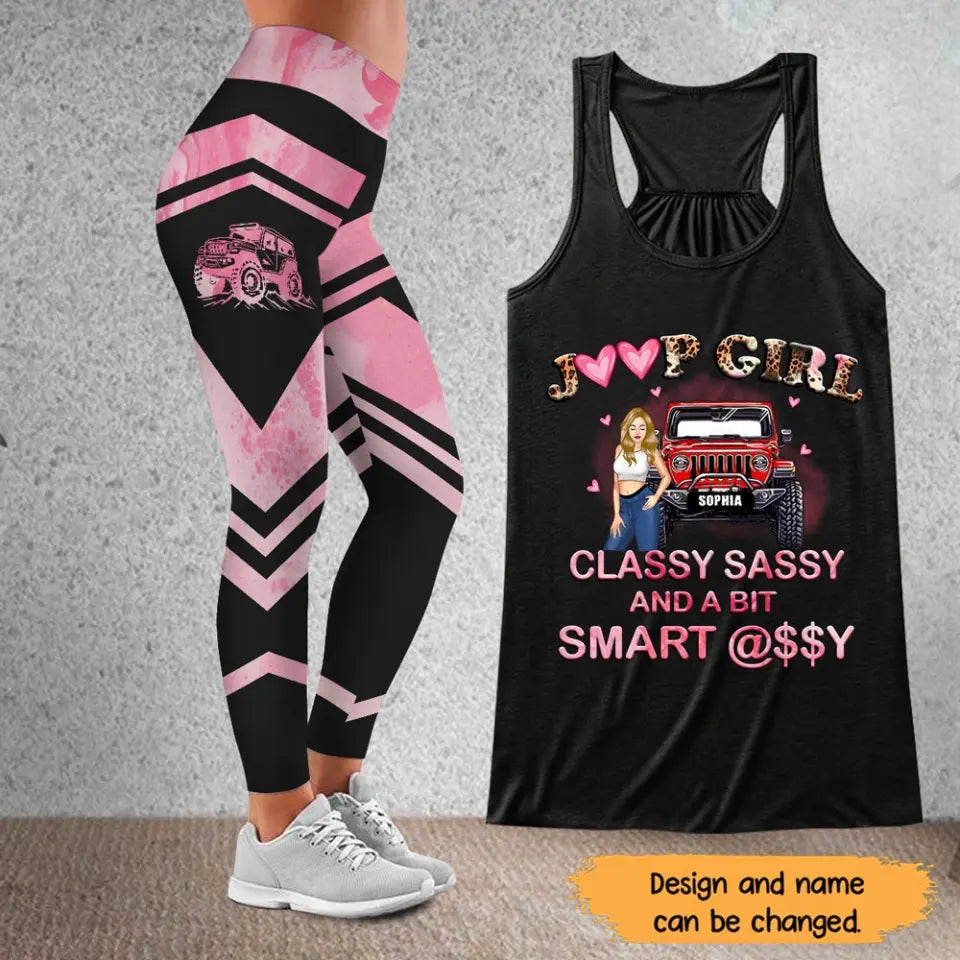 Personalized Jeep Girl Classy Sassy And A Bit Smart Assy Women's Flowy Racerback Tank And Legging Printed HN231003