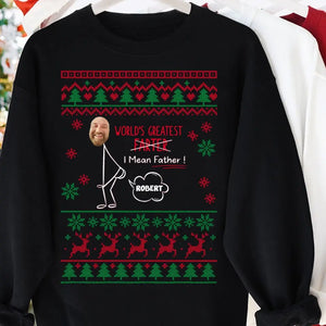 Personalized Upload Photo World's Greatest Farter I Mean Father Christmas Gift Sweatshirt Printed HTHKVH231006