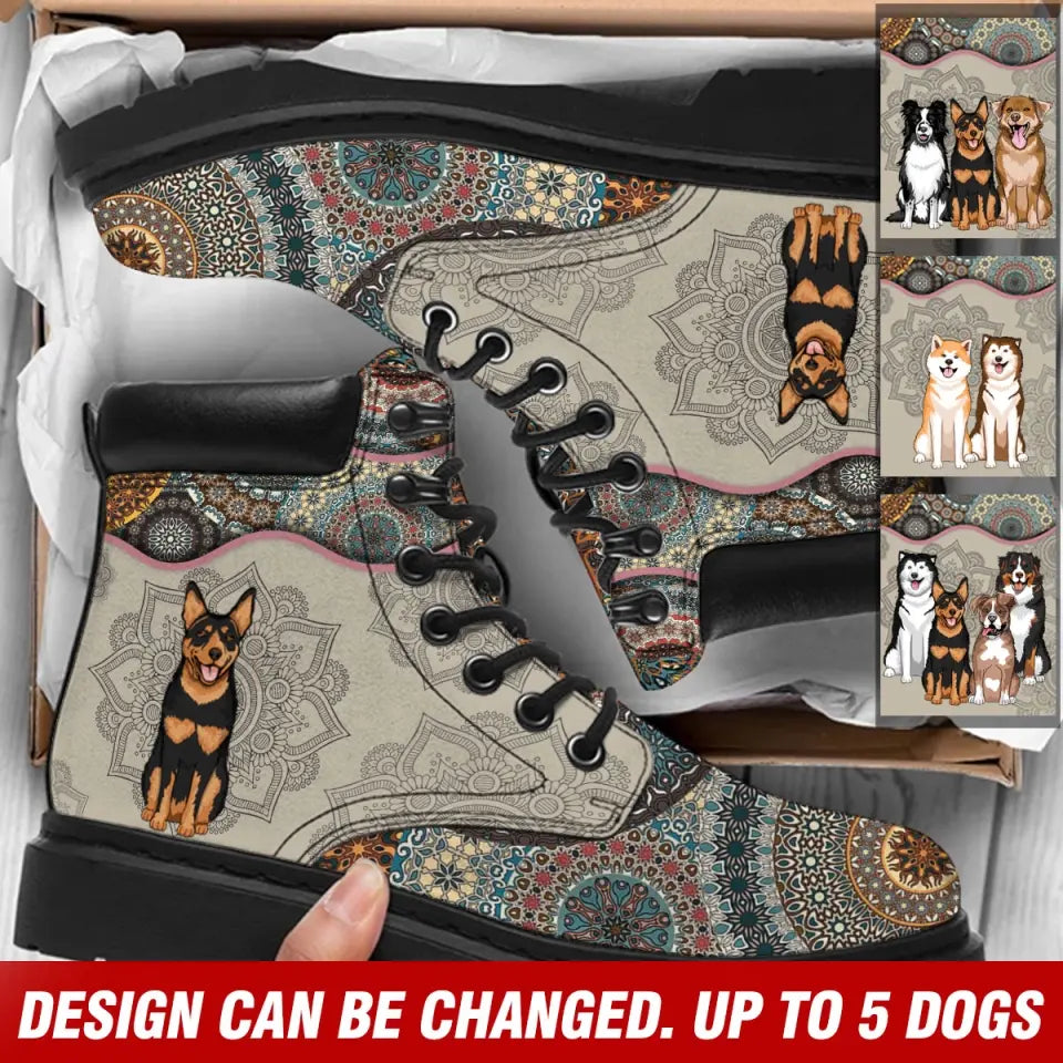 Personalized Sitting Dog Dog Lovers Gift Leather Boots Printed VQ231013