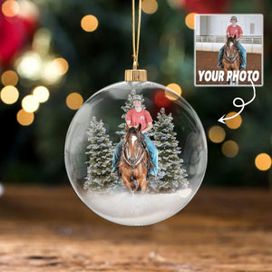 Personalized Upload Your Photo Horse Riding 3D Ball Ornament Printed HTHLVA231015