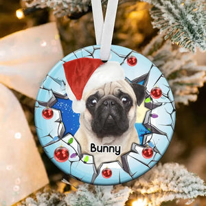 Personalized Upload Dog Photo Dog Xmas Gift Ceramic Ornament Printed NMTKVH231018