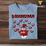 Personalized Grandma Snowman Hearts & Kid Names Christmas Gift T-shirt Printed HN231026