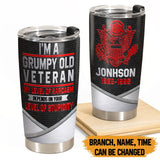 Personalized Military Retired I'm Grumpy Old Veteran Tumbler QTKH1028