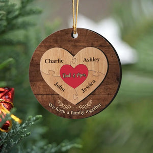 Personalized We Form A Family Together Family Heart Custom Name Wooden Ornament 2 Layer Printed NMTVQ231030