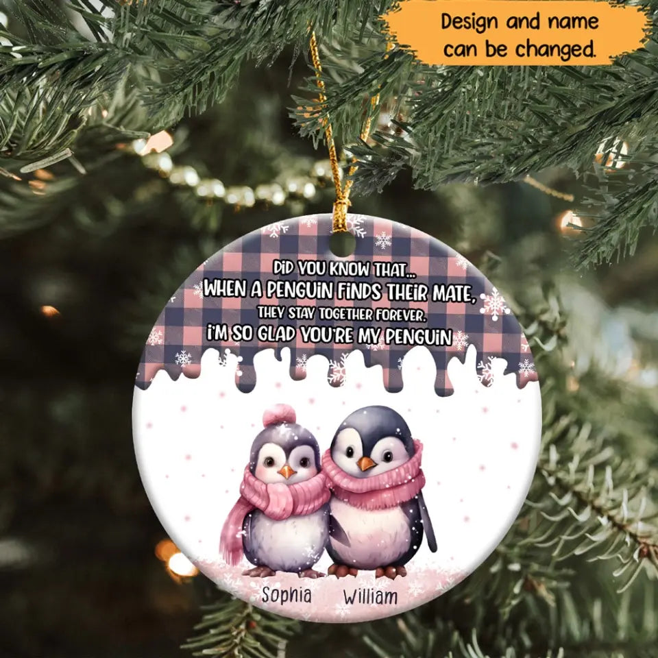 Personalized Penguin Couple Did You Know That When A Penguin Finds Their Mate They Stay Together Forever Ceramic Ornament Printed HTHHN231032