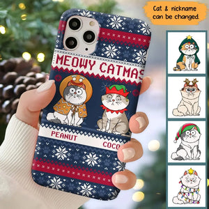 Personalized Meowy Catmas Cat Xmas Ugly Christmas Gift Phonecase Printed LVA231022