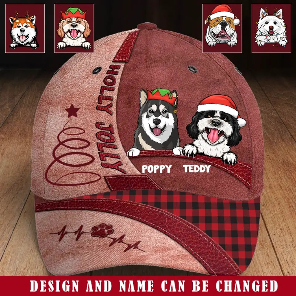 Personalized Holly Jolly Dog Noel Custom Name Christmas Gift Cap Printed HTHKVH231039