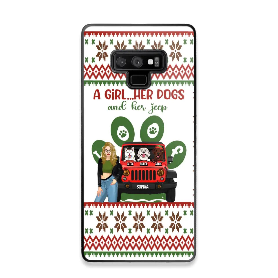 Personalized A Girl Her Dogs And Her Jeep Jeep Girl Phonecase Printed MTHN231038