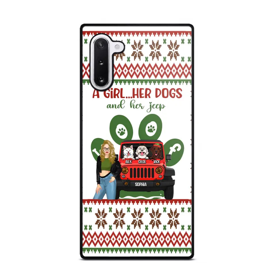 Personalized A Girl Her Dogs And Her Jeep Jeep Girl Phonecase Printed MTHN231038