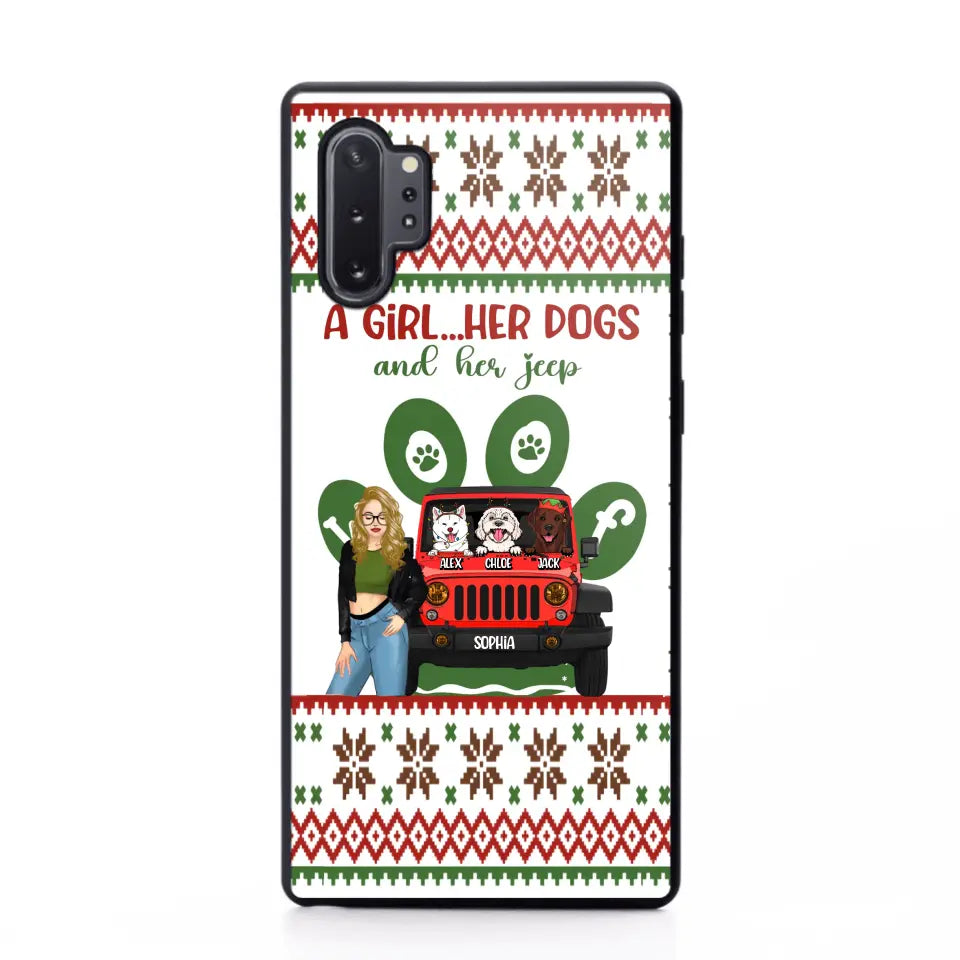 Personalized A Girl Her Dogs And Her Jeep Jeep Girl Phonecase Printed MTHN231038