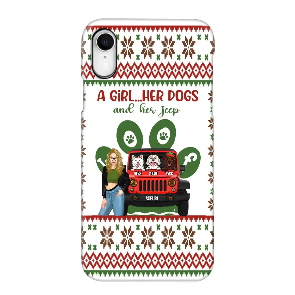 Personalized A Girl Her Dogs And Her Jeep Jeep Girl Phonecase Printed MTHN231038