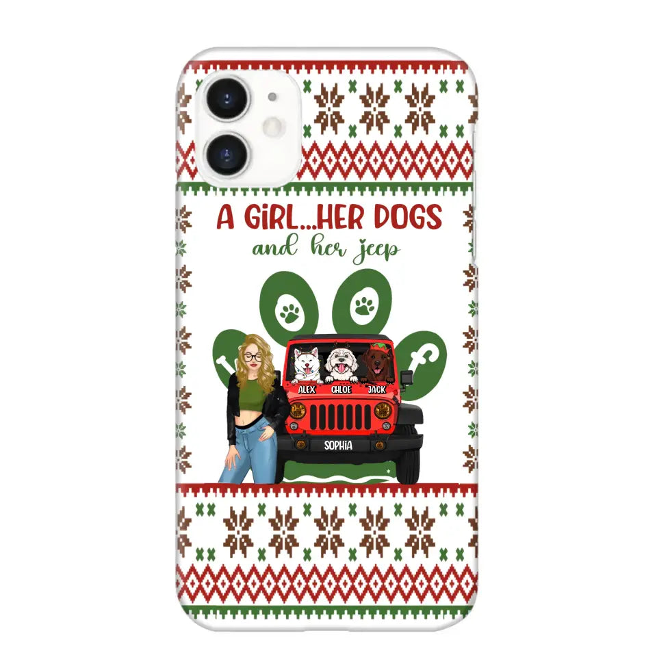 Personalized A Girl Her Dogs And Her Jeep Jeep Girl Phonecase Printed MTHN231038