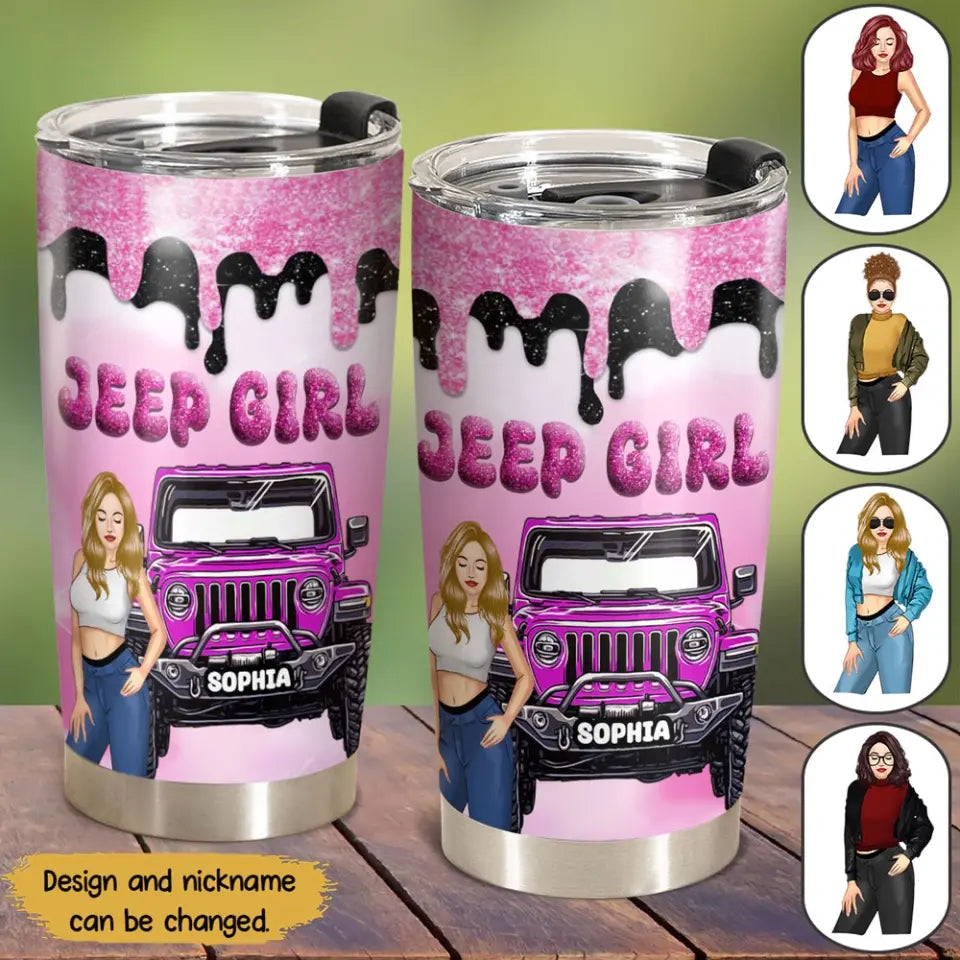 Personalized Jeep Girl Custom Name Tumbler Printed MTHN231050