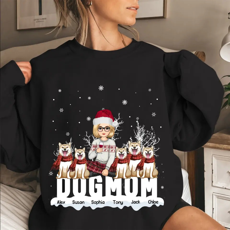 Personalized Dog Mom Girl Xmas Snow Vibes Christmas Gift Sweatshirt Printed LVA231064