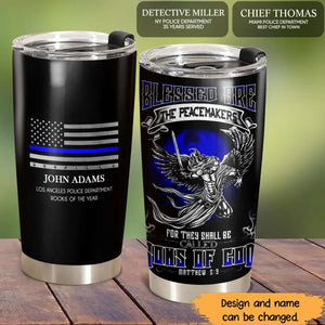 Personalized Blessed Are The Peacemaker Thin Blue LIne Tumbler QTHN1071