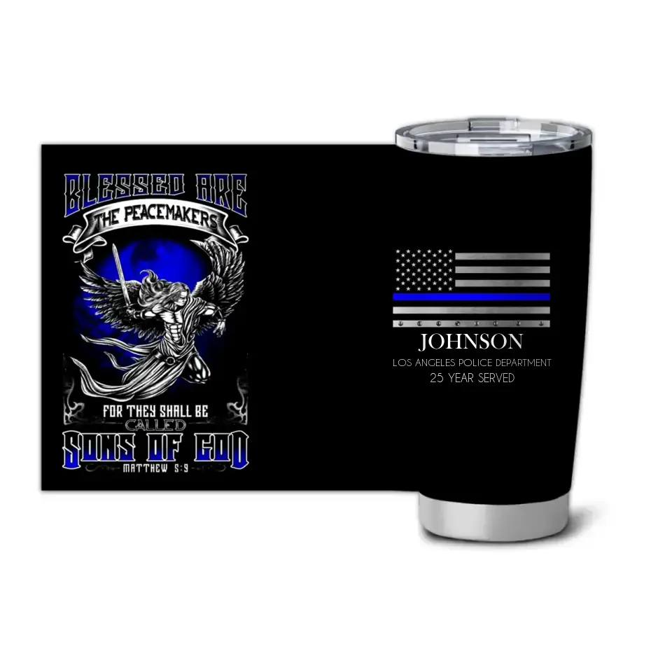Personalized Blessed Are The Peacemaker Thin Blue LIne Tumbler QTHN1071