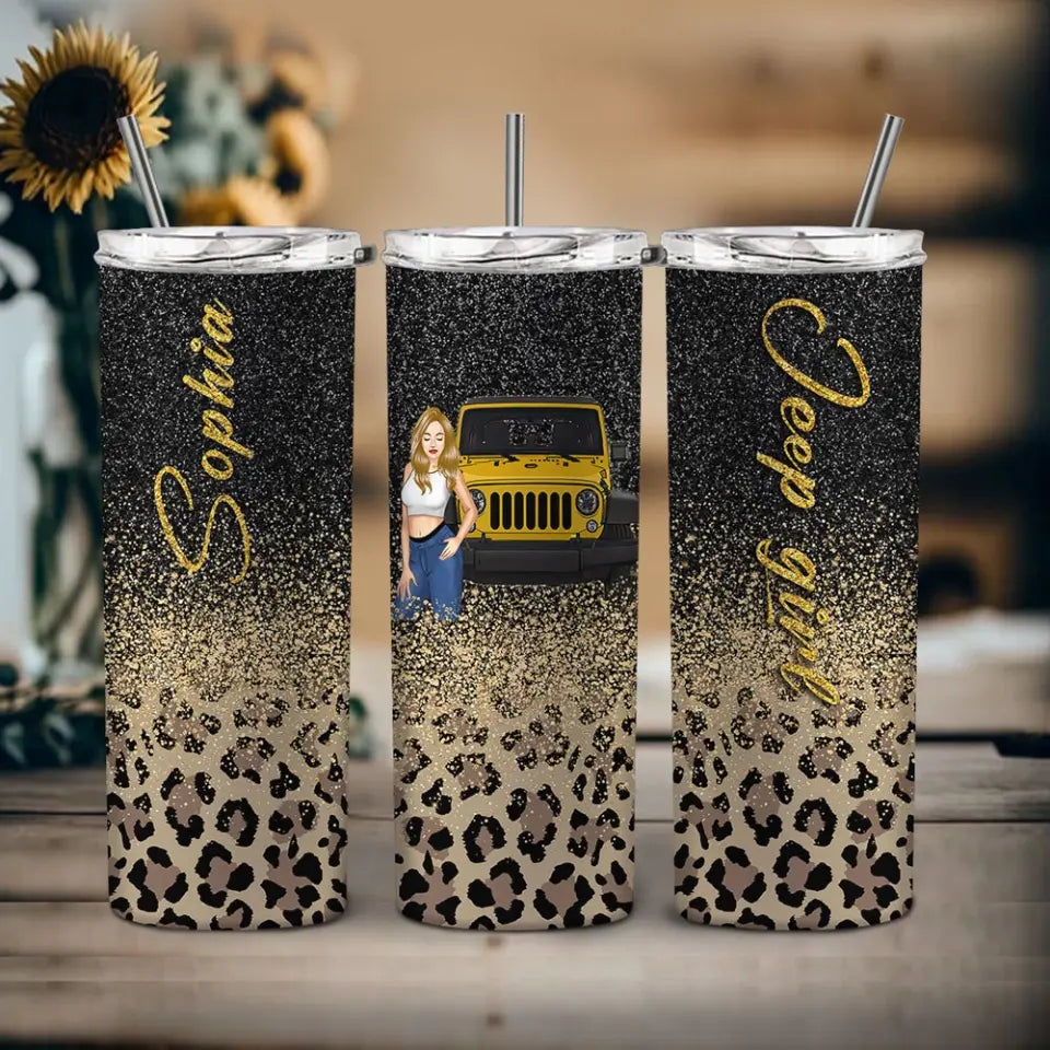 Personalized Jeep Girl Custom Name Skinny Tumbler Printed NTMTHN231075