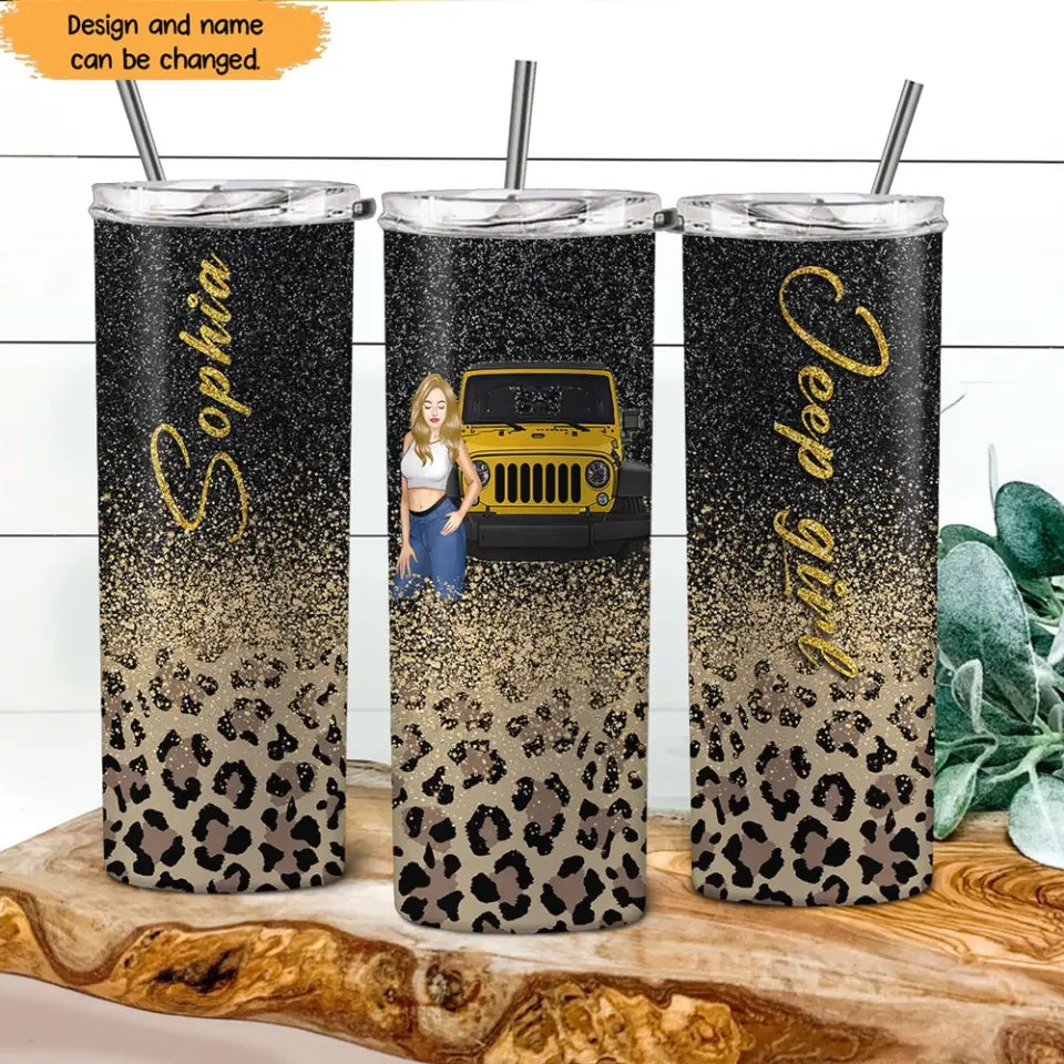 Personalized Jeep Girl Custom Name Skinny Tumbler Printed NTMTHN231075
