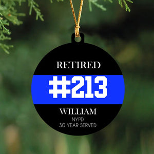 Personalized Police Retired Custom Name Served Time & Department Ceramic Ornament Printed QTHN231087
