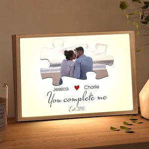 Personalized Upload Your Photo You Complete Me Couple Light Frame Canvas Printed NMTVQ231093