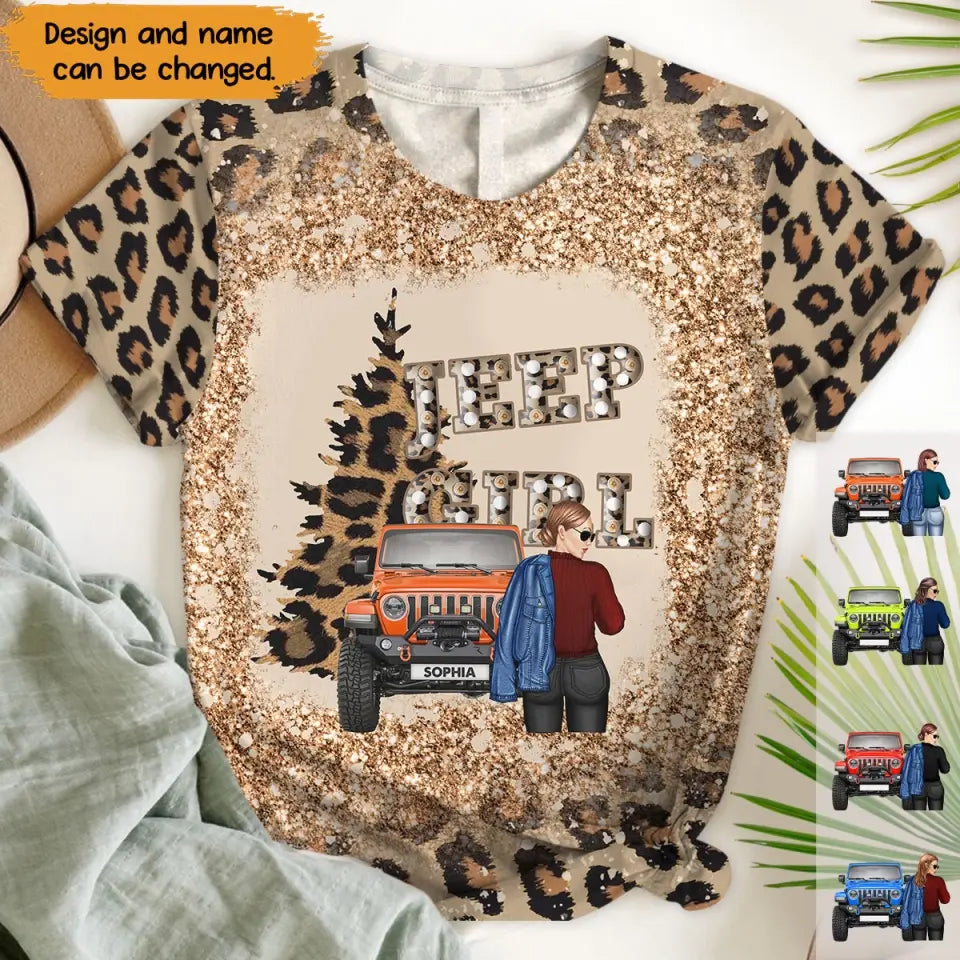 Personalized Leopard Jeep Girl Bleacher 3D T-shirt Printed NMTVQ231111