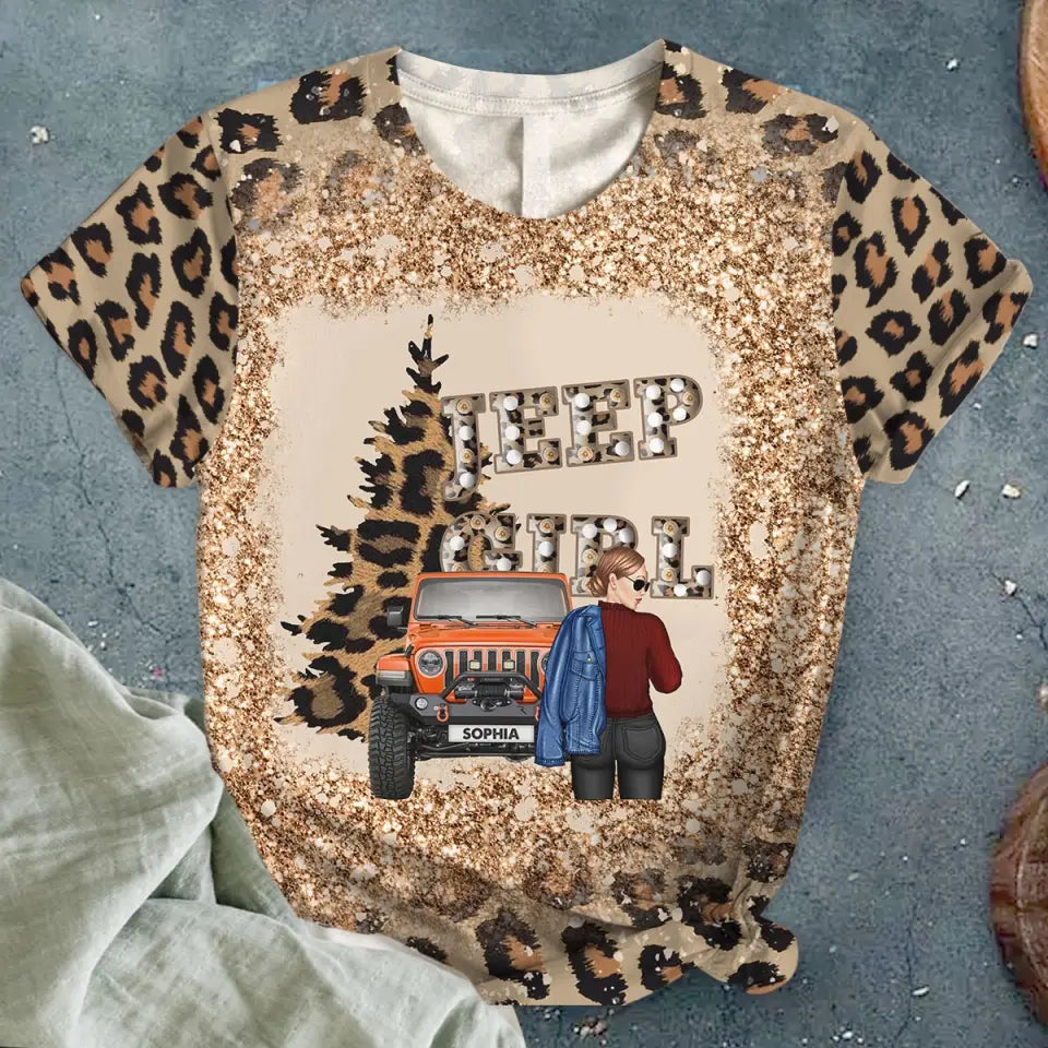 Personalized Leopard Jeep Girl Bleacher 3D T-shirt Printed NMTVQ231111