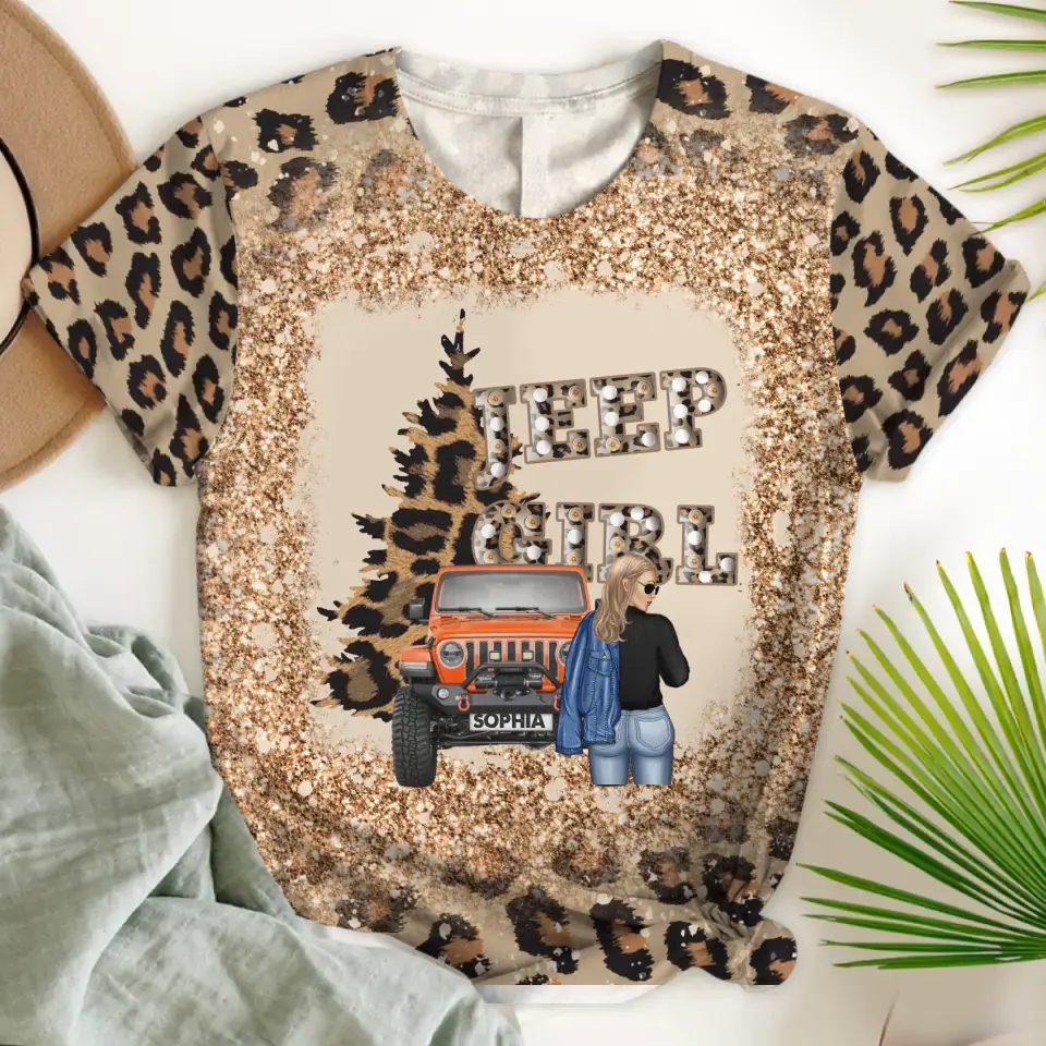 Personalized Leopard Jeep Girl Bleacher 3D T-shirt Printed NMTVQ231111