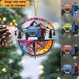 Personalized Always Take The Scenic Route Jeep Girl Acrylic Ornament Printed MTVQ231110