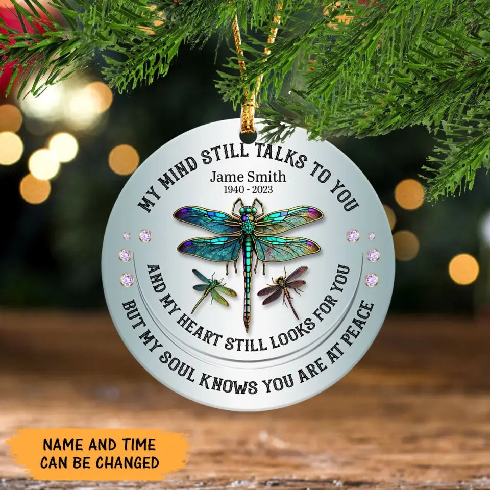 Personalized My Mind Still Talks To You Memorial Ceramic Ornament Printed HTHLVA231120
