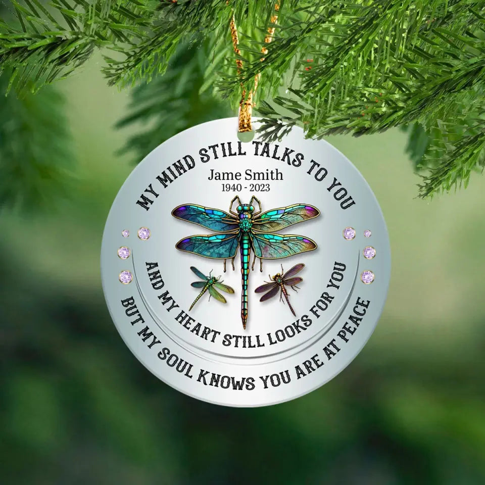 Personalized My Mind Still Talks To You Memorial Ceramic Ornament Printed HTHLVA231120