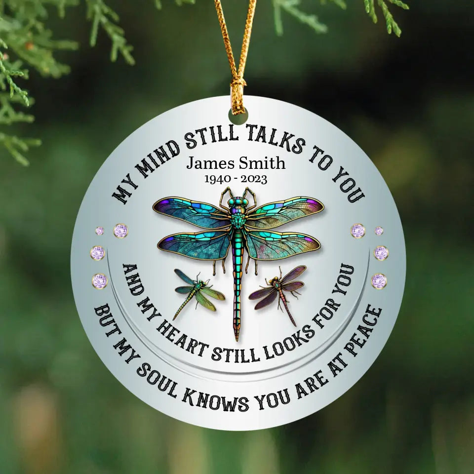 Personalized My Mind Still Talks To You Memorial Ceramic Ornament Printed HTHLVA231120