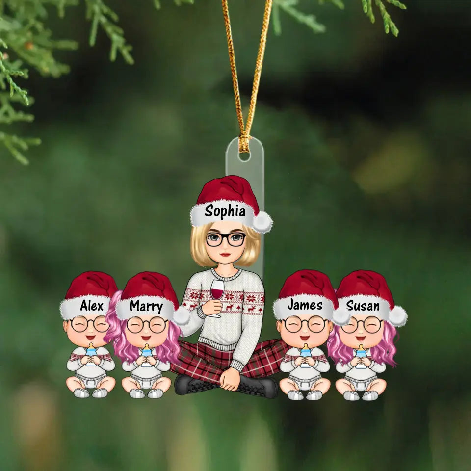 Personalized Auntie & Kids Custom Name Christmas Gift Acrylic Ornament Printed LVA231116