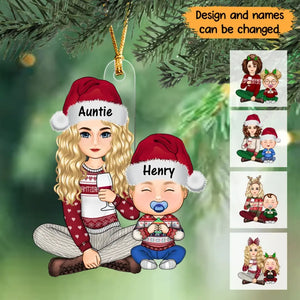 Personalized Auntie & Kids Custom Name Christmas Gift Acrylic Ornament Printed LVA231116