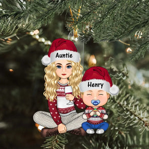 Personalized Auntie & Kids Custom Name Christmas Gift Acrylic Ornament Printed LVA231116