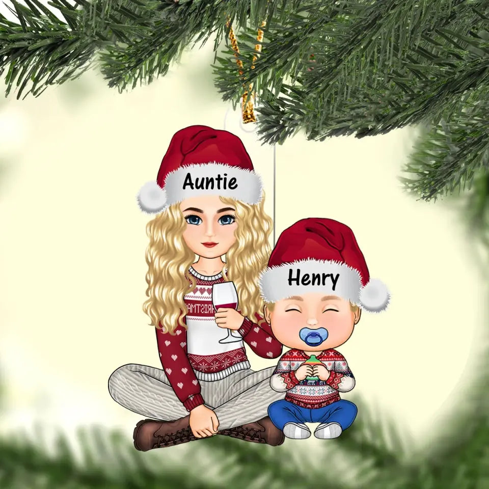 Personalized Auntie & Kids Custom Name Christmas Gift Acrylic Ornament Printed LVA231116