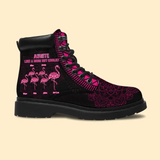 Personalized Auntie Like A Mom But Cooler Flamingo Custom Name Leather Boots Printed HTHVQ231122