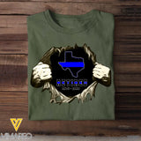 Personalized Thin Blue Line Retired US State Flag T-shirt Printed TQTKVH231127