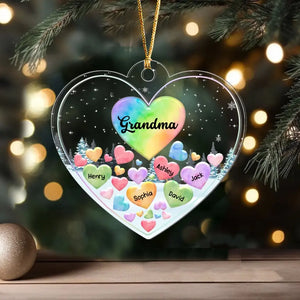 Personalized Grandma Hearts with Kid Names Christmas Gift Acrylic Ornament Printed VQ231136