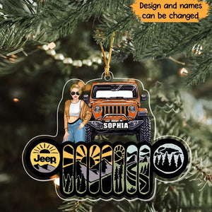 Personalized Jeep Girl Custom Name Jeep Acrylic Ornament Printed NTMTHN231155