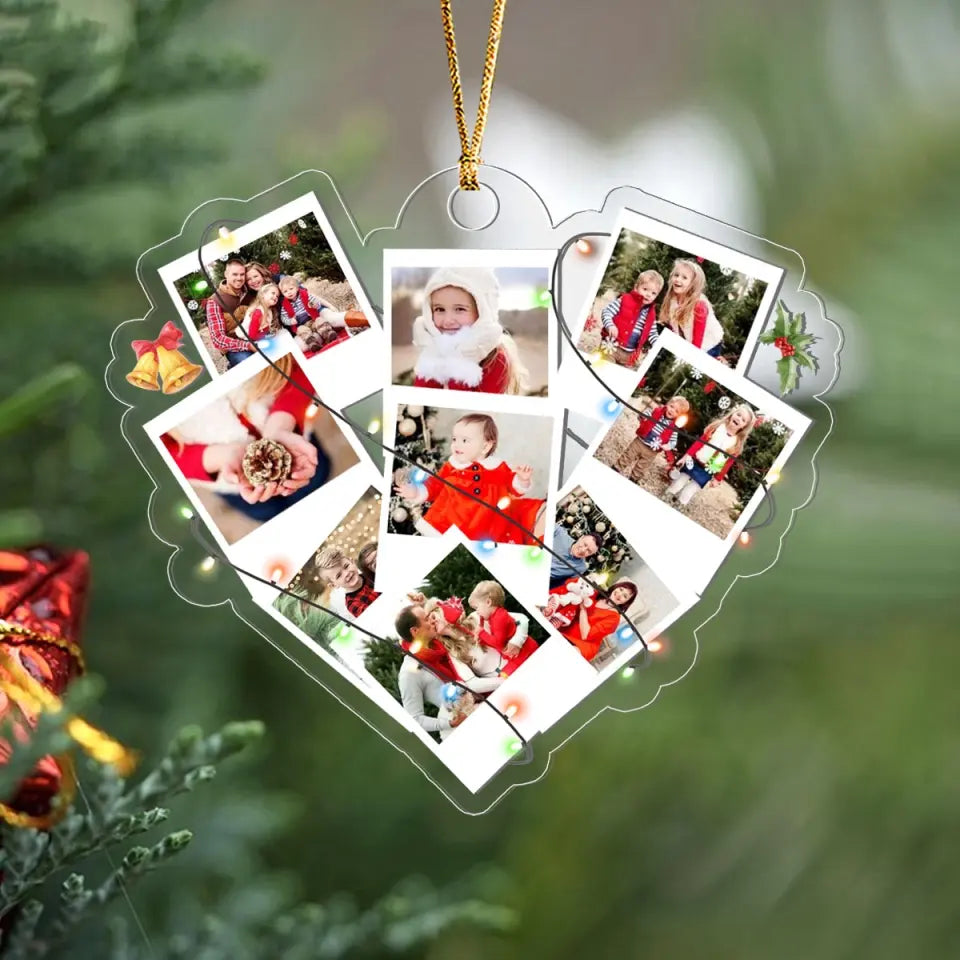 Personalized Upload Your Family Photo Heart Acrylic Ornament Printed NMTVQ231154