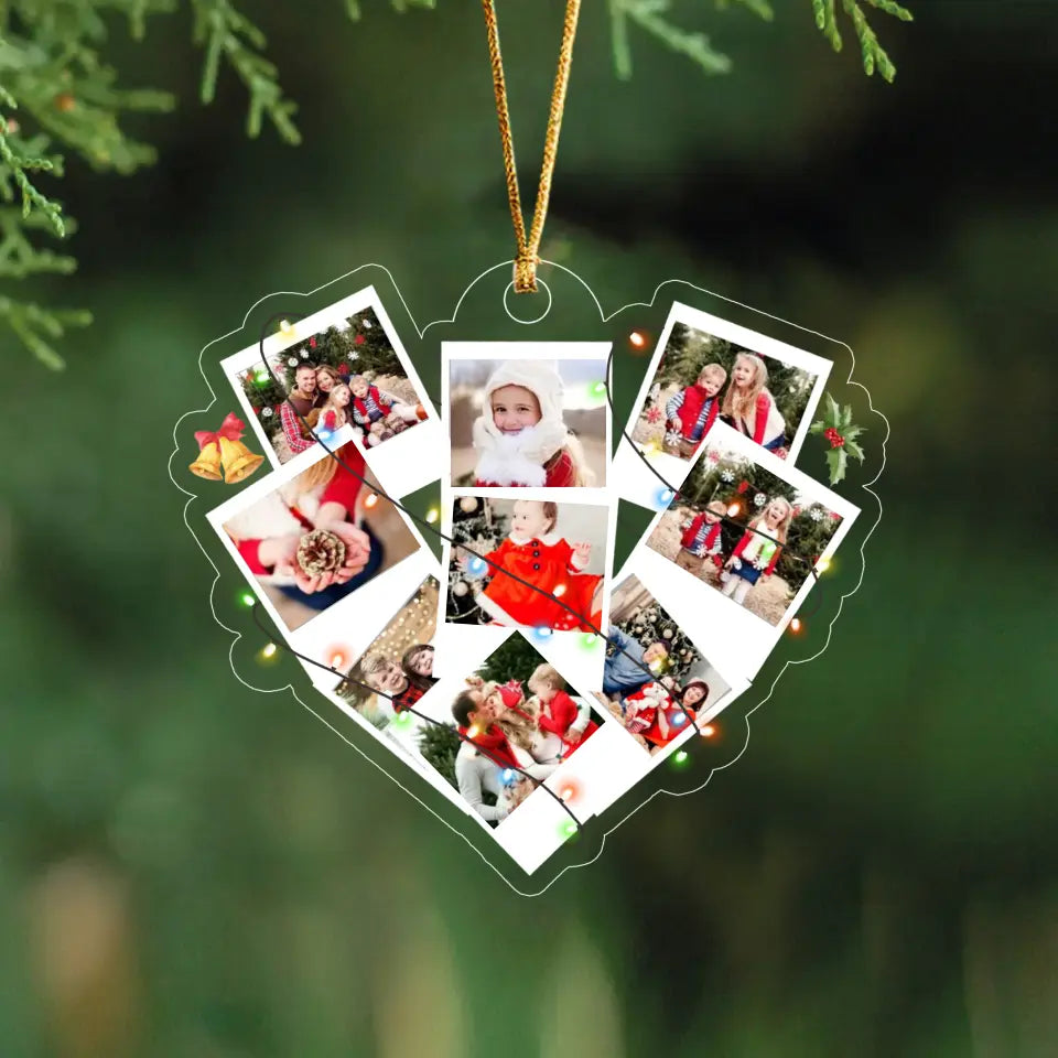 Personalized Upload Your Family Photo Heart Acrylic Ornament Printed NMTVQ231154