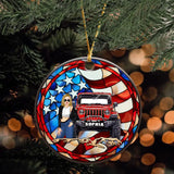 Personalized Jeep Girl US Flag Custom Name Acrylic Ornament Printed MTHN231158