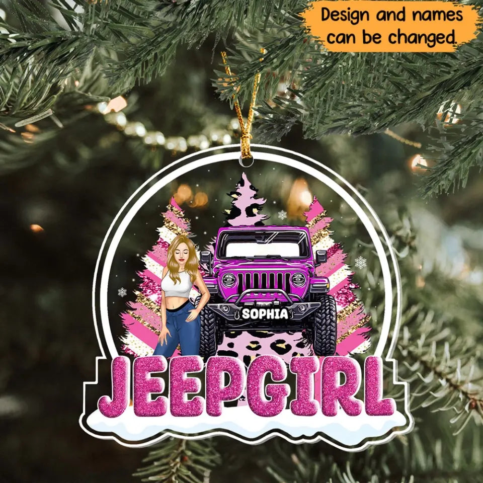 Personalized Jeep Girl Christmas Tree Custom Name Acrylic Ornament Printed NTMTHN231160