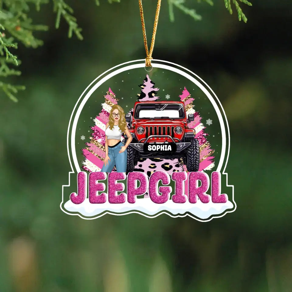 Personalized Jeep Girl Christmas Tree Custom Name Acrylic Ornament Printed NTMTHN231160
