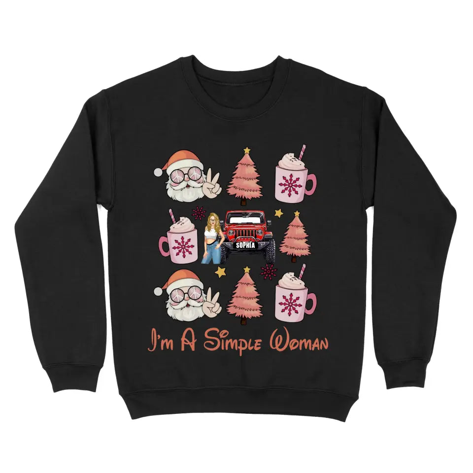 Personalized I'm A Simple Woman Jeep Girl Christmas Gift Sweatshirt Printed NTMTHN231165